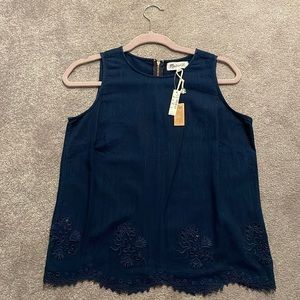 NWT Denim Strapless Top with Embroidery Detail